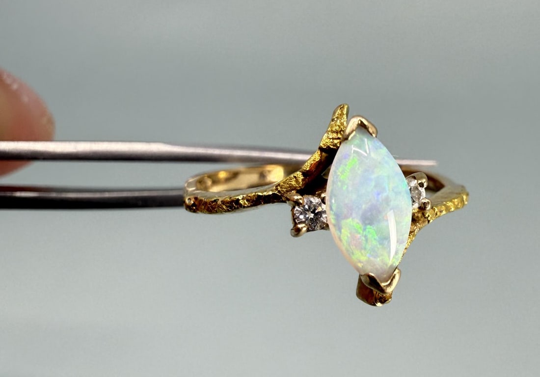 10k Gold Opal Alaskan Gold Nugget Ring (1 of 7)