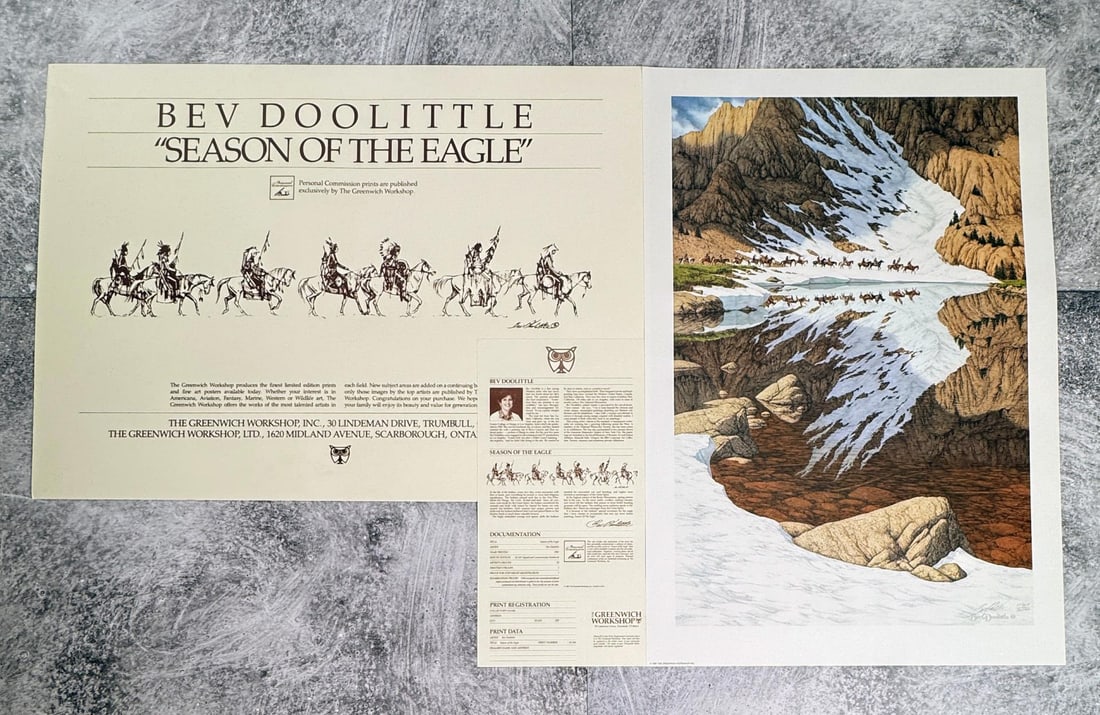 Bev Doolittle Season of the Eagle Print: Signed and numbered with COA. 21" by 31".