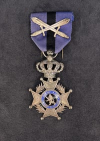 Belgium Order of Leopold II Medal Crossed Swords