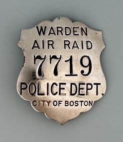WW2 Boston Massachusetts Air Raid Warden Badge