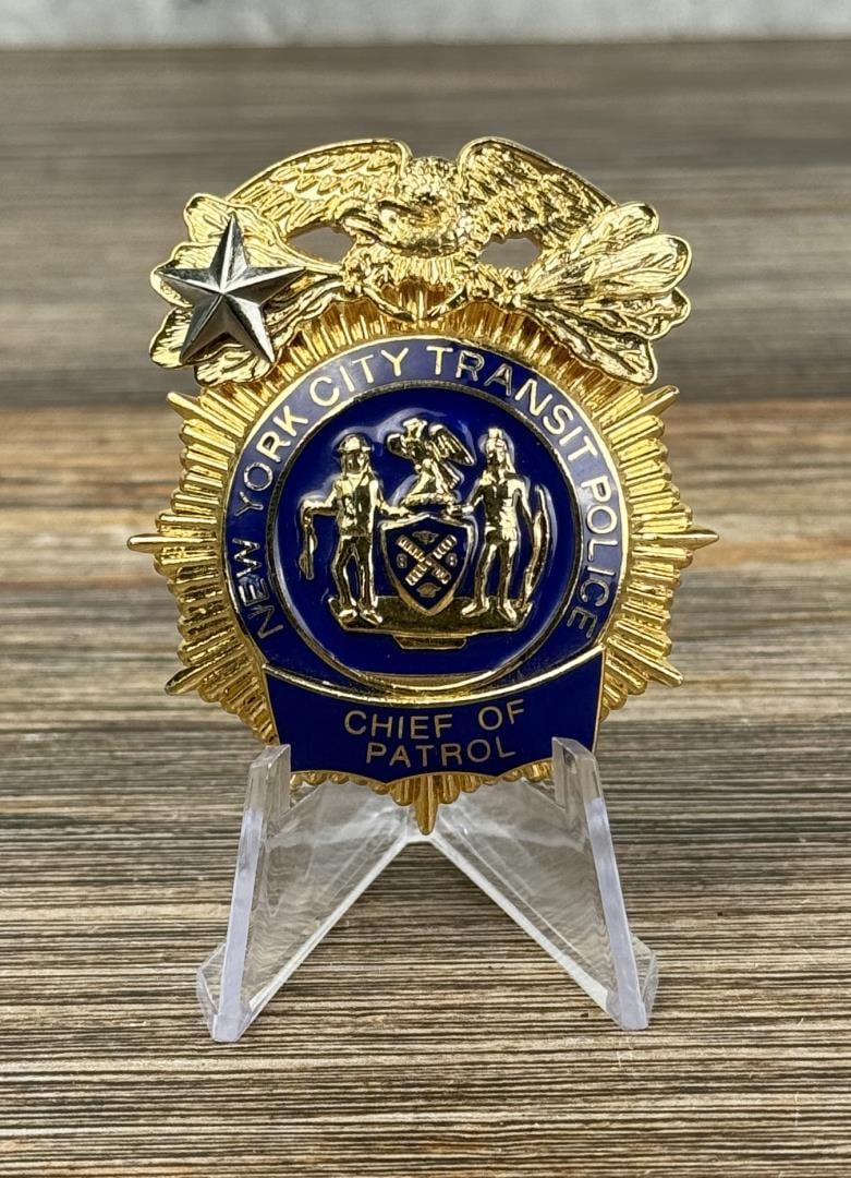 New York City Police Chief of Patrol Badge: 2 1/2" long by 2" wide.