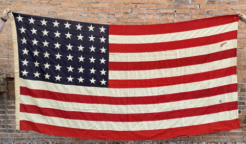 WW2 48 Star US American Flag Battle Carried