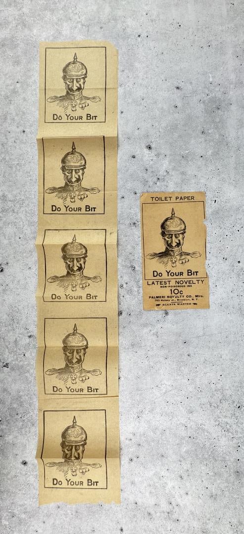 WW1 WWI Propaganda Toilet Paper: Sheet is 25 3/4" by 4 3/4" and includes original package.