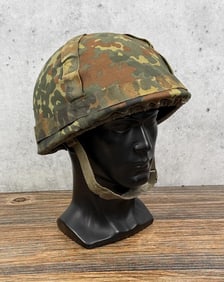 German M60 Steel Helmet With Flecktarn Cover