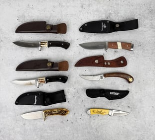 Collection Of Fixed Blade Hunting Knives