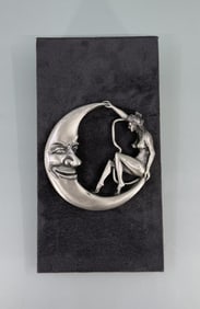 Crescent Moon Winking Nude Woman Belt Buckle