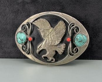 Navajo Style German Silver Belt Buckle