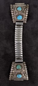 Navajo Sterling Silver Turquoise Watch Band Tips