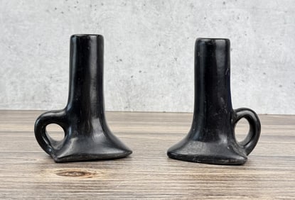 Santa Clara Pueblo Pottery Candlesticks