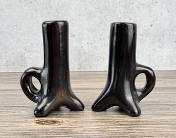 Santa Clara Pueblo Pottery Candlesticks