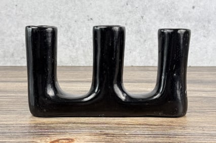Santa Clara Pueblo Pottery Triple Candlestick