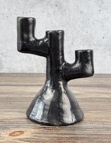 Oaxaca Barro Negro Pottery Candlestick