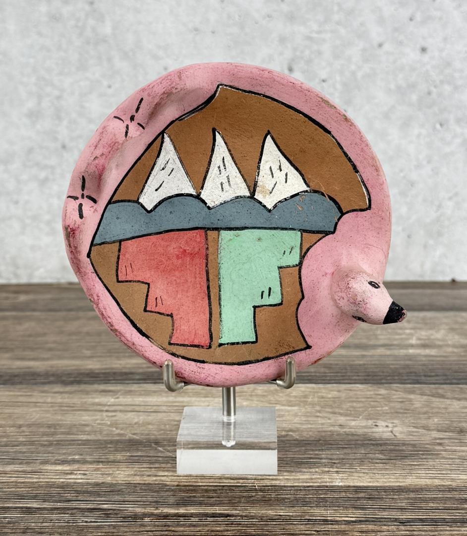 Jemez Pueblo Pottery Bird Ashtray: 5 1/4" diameter, 2" tall.