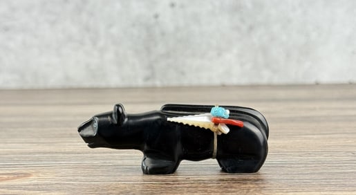 Roy Davis Zuni Carved Jet Mountain Lion Fetish