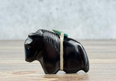 Herbert Halate Zuni Carved Jet Horse Fetish