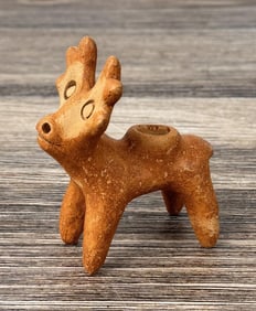 Chamula Mexico Pottery Deer Candlestick