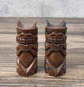 Resin North West Coast Totem Pole Bookends
