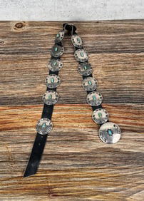 Navajo Sterling Silver Turquoise Concho Belt