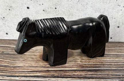 Julie Norton Zuni Carved Jet Horse Fetish