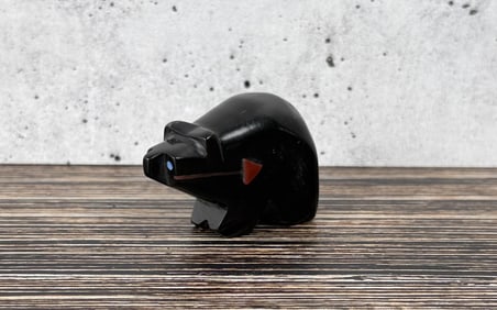 Zuni Carved Jet Heartline Bear Fetish
