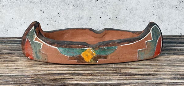 Jemez Pueblo Pottery Canoe Ashtray