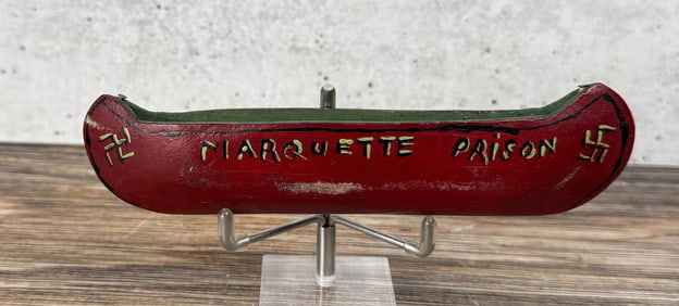 Marquette Prison Folk Art Inmate Made Wood Canoe