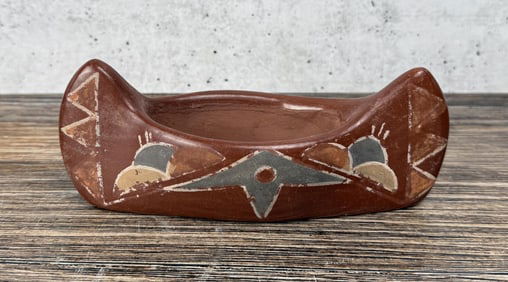 Santa Clara Pueblo Pottery Canoe