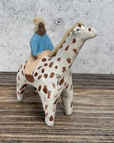 Navajo Folk Art Mud Toy Giraffe Rider