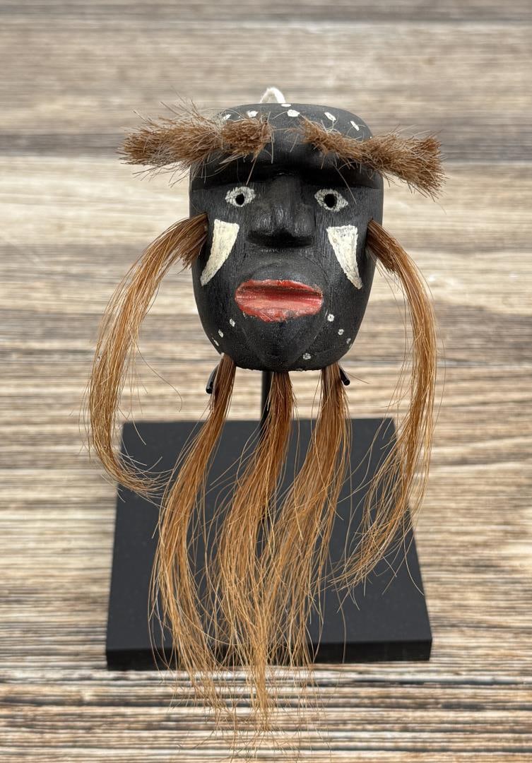 Mexican Folk Art Yaqui Mayo Pascola Maskette: 6 1/8" by 3" by 2 3/8".