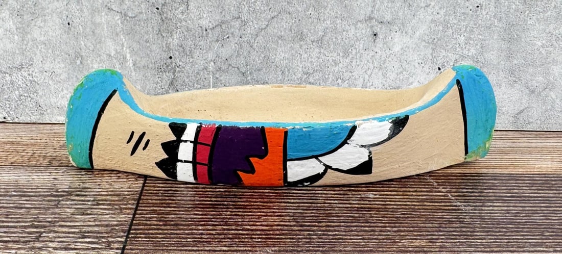 Jemez Pueblo Pottery Canoe: 5 3/4" long.
