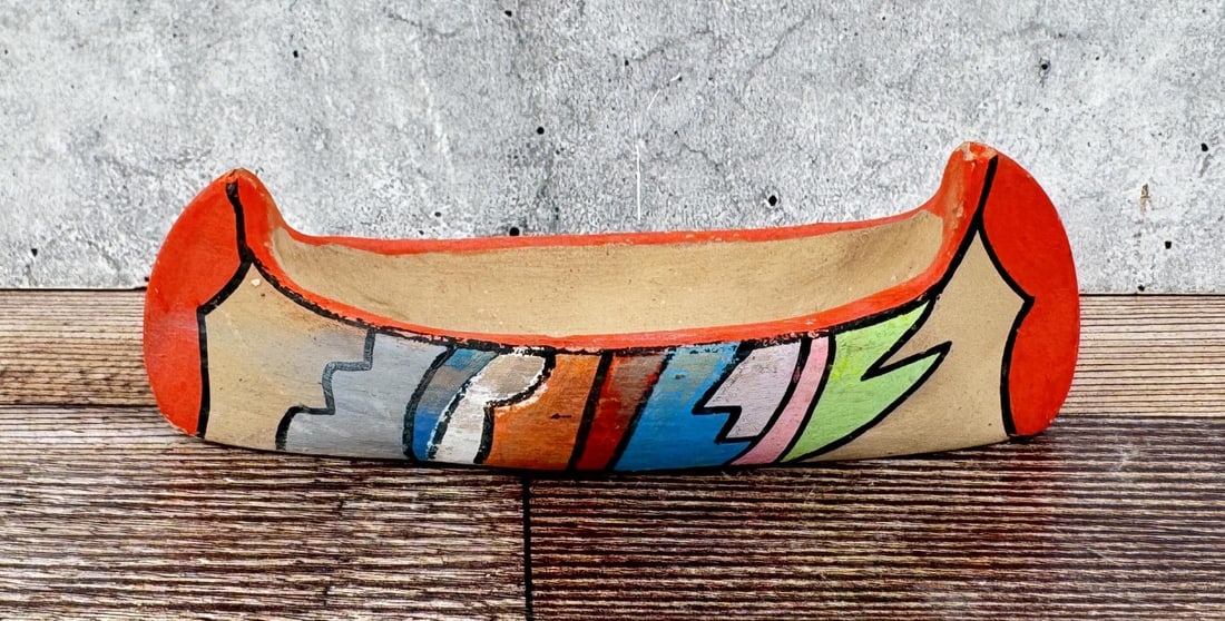 Jemez Pueblo Pottery Canoe: 5" long.