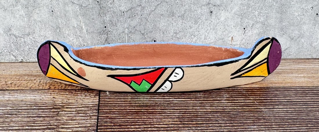 Jemez Pueblo Pottery Canoe: 6 5/8" long.