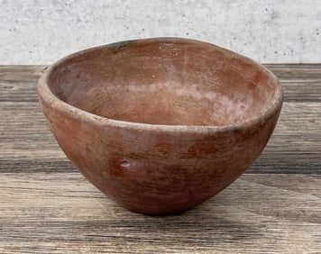 Antique San Juan Pueblo Pottery Red Bowl