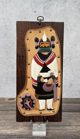 Hopi Indian Tooled Painted Leather Kachina Plaque
