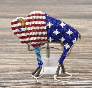 Native American Indian Beaded Buffalo Fetish