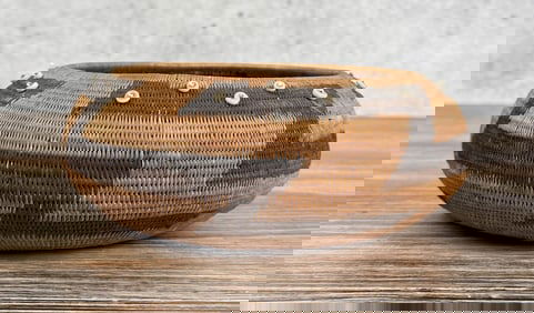 Pomo Native American Indian Clam Shell Basket