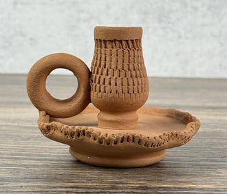 Micaceous Clay Taos Pueblo Candlestick