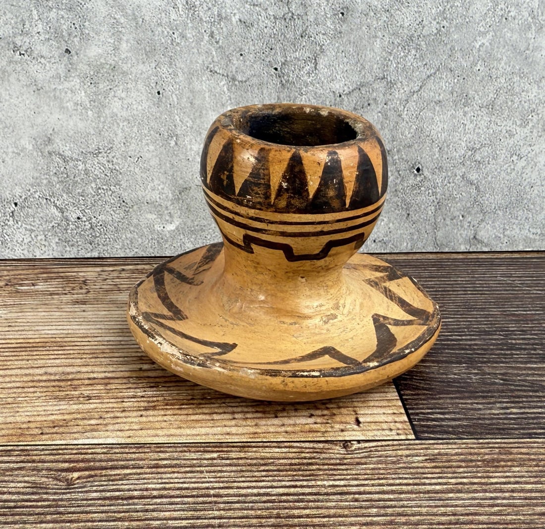 Hopi Indian Pottery Candlestick: 3" diameter, 2 1/4" tall.