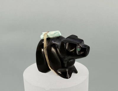 Zuni Carved Bear Fetish: 1 1/4" by 1" by 1/2".