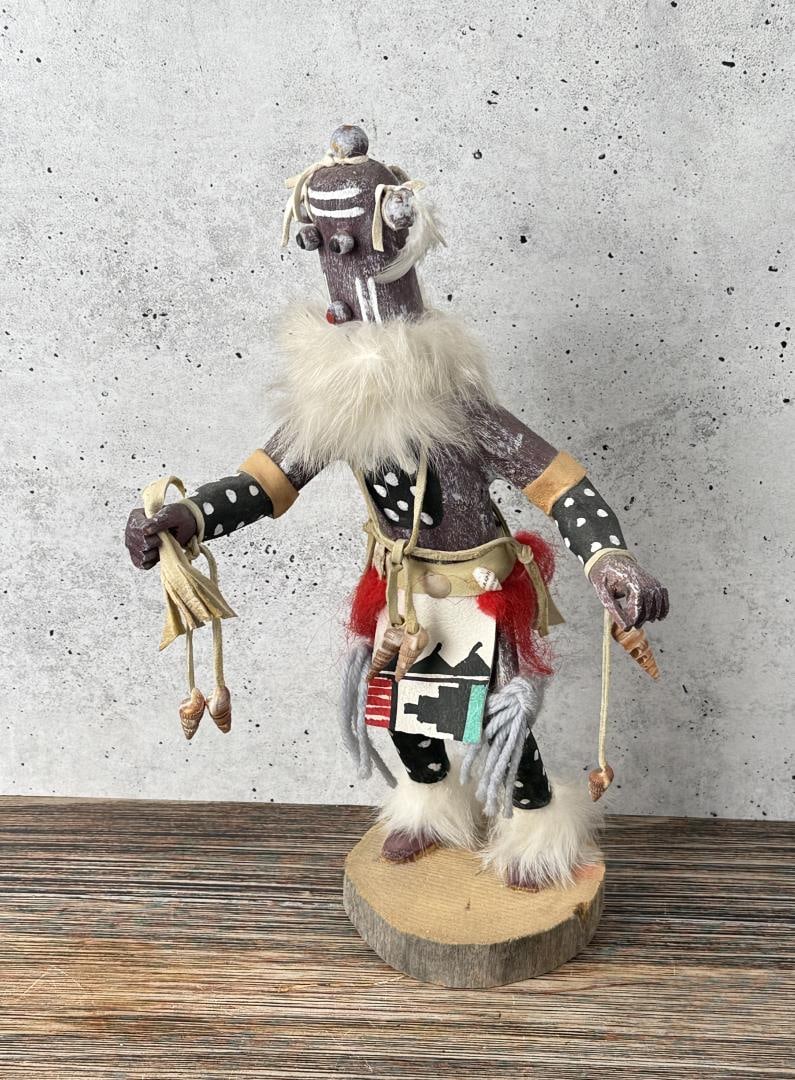 Hopi Indian Mudhead Kachina Doll: 11 1/8" tall. Kachina dolls are extremely delicate, with fragile appendages, paint, and construction that are highly susceptible to damage during handling and transit. While we will take every reasona