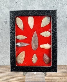 Riker Mount of Native American Indian Arrowheads