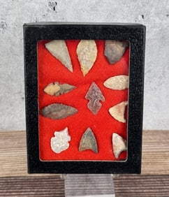 Riker Mount of Native American Indian Arrowheads