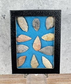 Riker Mount of Native American Indian Arrowheads