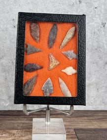 Riker Mount of Native American Indian Arrowheads