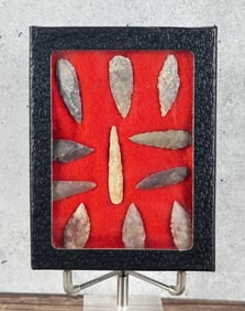 Riker Mount of Native American Indian Arrowheads