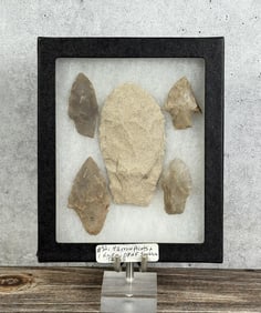 Riker Mount of Native American Indian Arrowheads