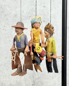 Antique Cowboy & Indian Marionettes