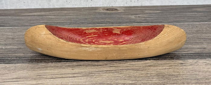 Folk Art Carved Miniature Wood Canoe