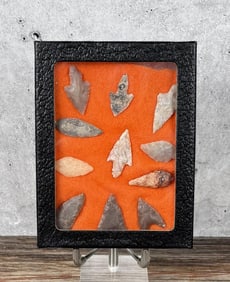 Riker Mount of Native American Indian Arrowheads