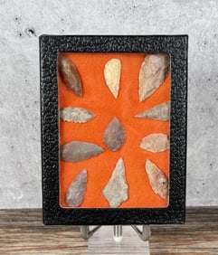 Riker Mount of Native American Indian Arrowheads